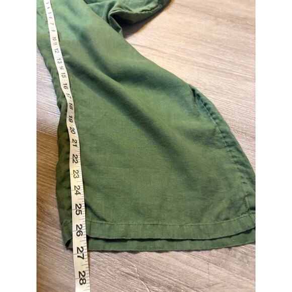 J. Crew 2024 Green Linen Soliel Wide Leg Pants L Casual Minimalist Beach Coastal - Picture 5 of 11